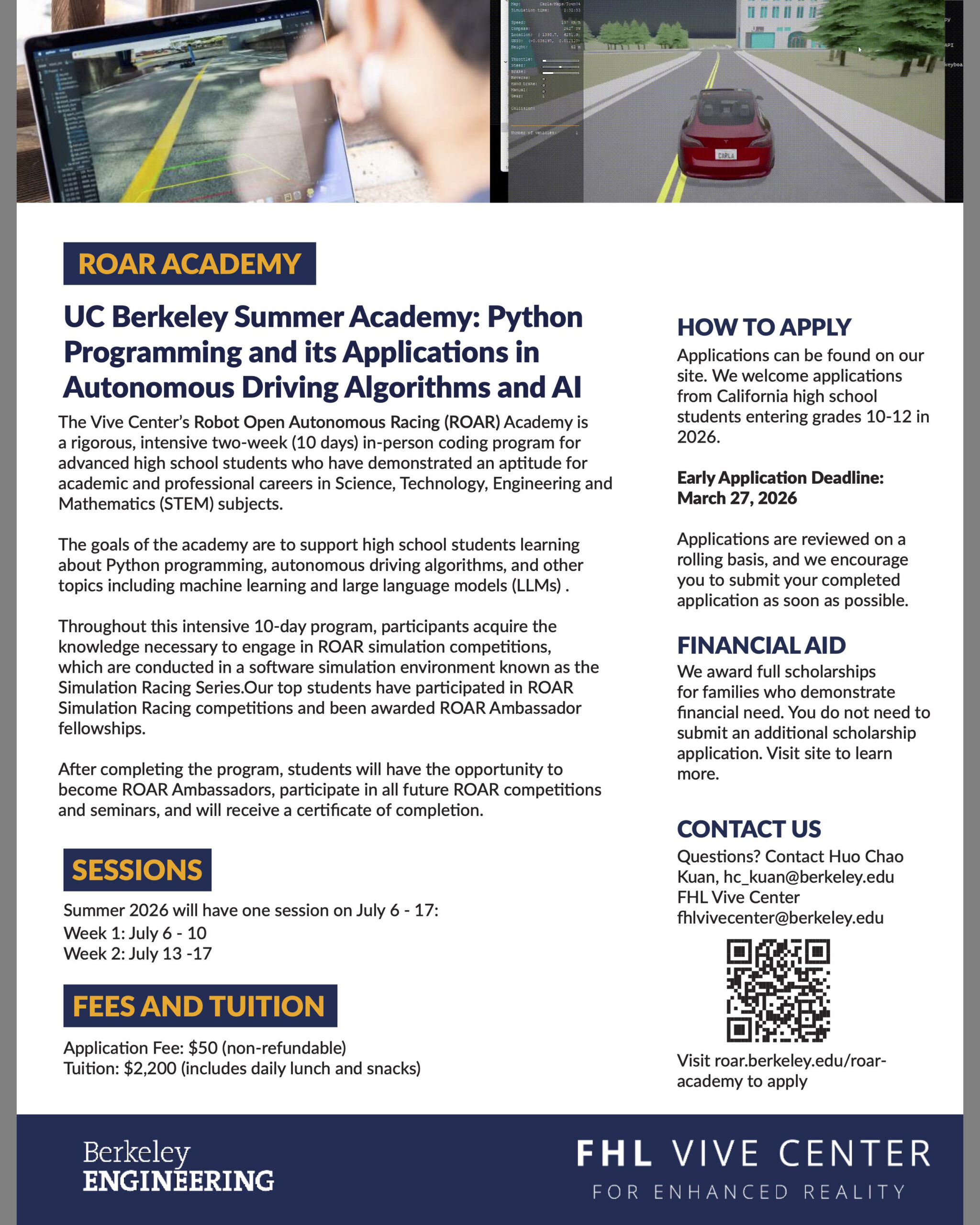 ROAR Academy summer 2026 flyer