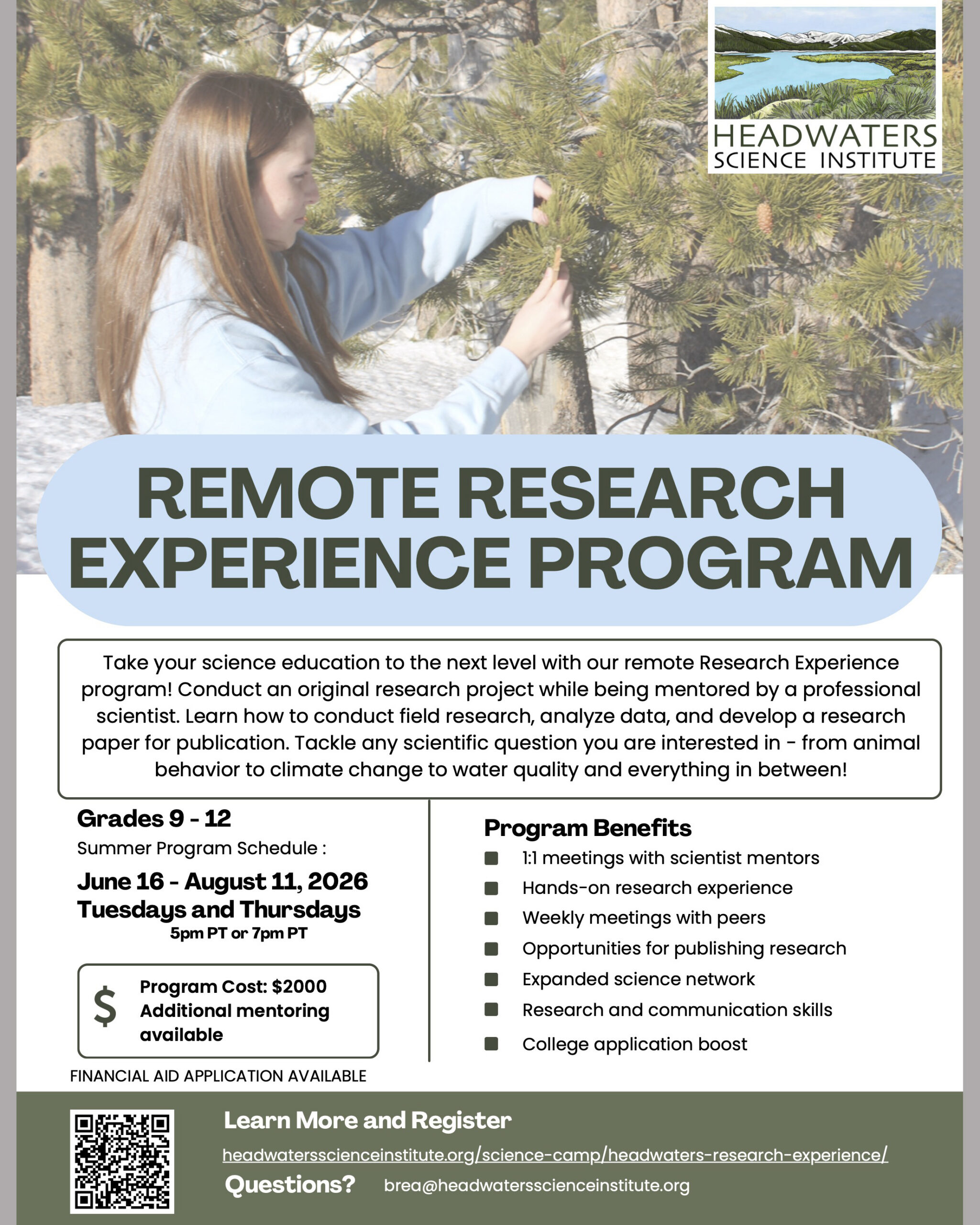 Headwaters Science Institute’s Summer 2026 Programs