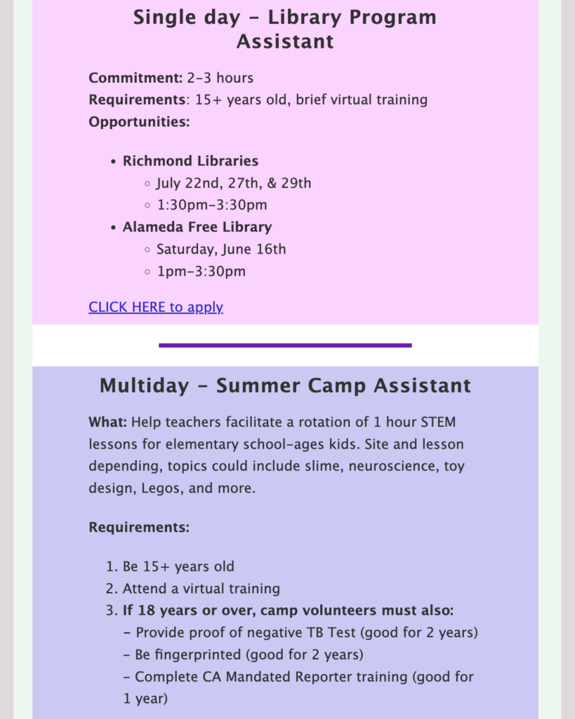 Summer Volunteer Opportunities from Scientific Adventures For Girls